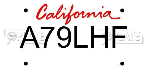 A79LHF California License Plate