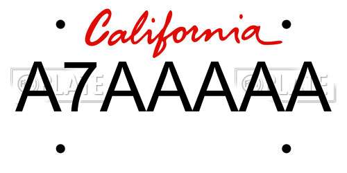 A7AAAAA California License Plate