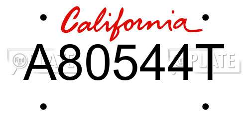 A80544T California License Plate