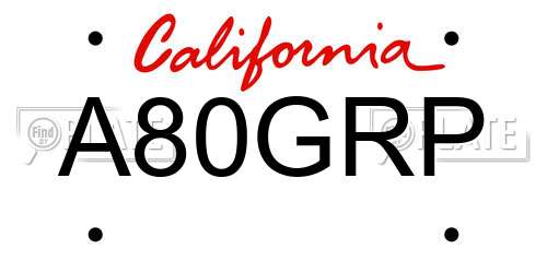 A80GRP California License Plate