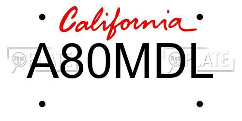 A80MDL California License Plate