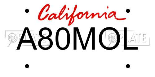 A80MOL California License Plate
