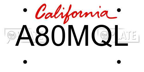 A80MQL California License Plate