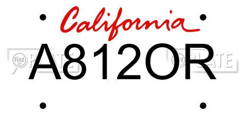A812OR California License Plate