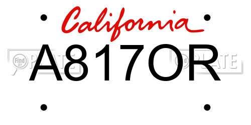 A817OR California License Plate