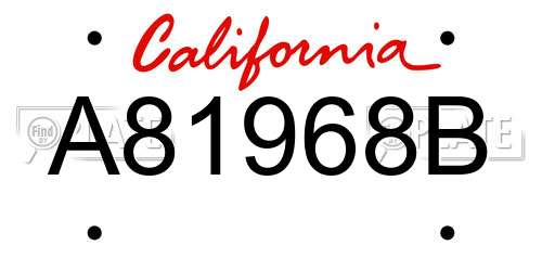 A81968B California License Plate