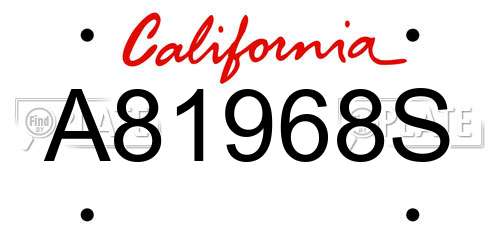 A81968S California License Plate