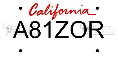 A81ZOR California License Plate