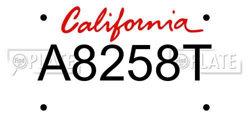 A8258T California License Plate