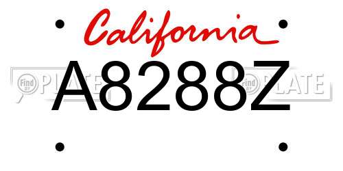 A8288Z California License Plate