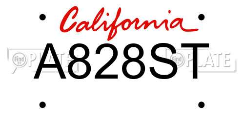 A828ST California License Plate