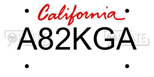 A82KGA California License Plate