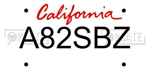 A82SBZ California License Plate