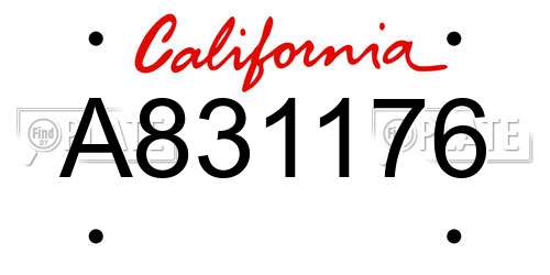 A831176 California License Plate