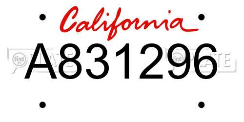 A831296 California License Plate