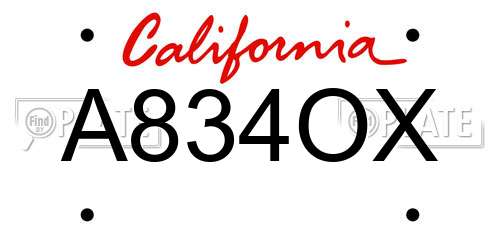 A834OX California License Plate