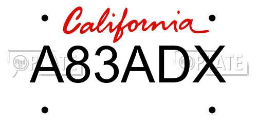 A83ADX California License Plate