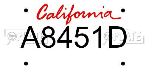 A8451D California License Plate