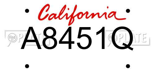 A8451Q California License Plate