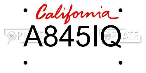A845IQ California License Plate
