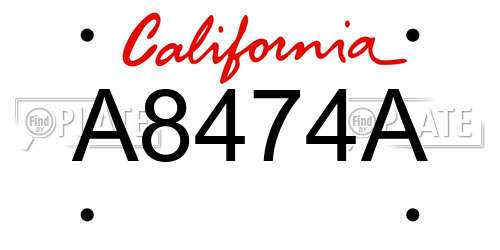 A8474A California License Plate