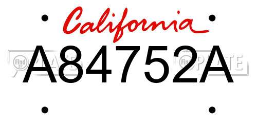 A84752A California License Plate