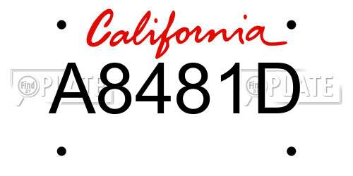A8481D California License Plate