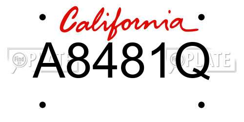 A8481Q California License Plate