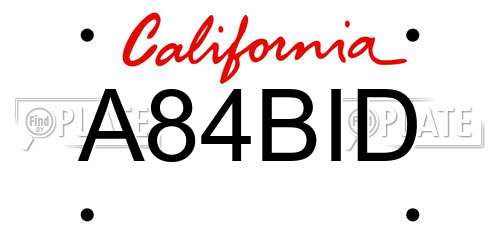 A84BID California License Plate