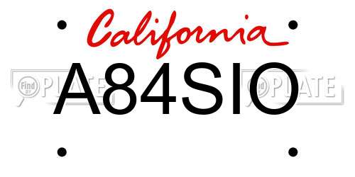 A84SIO California License Plate