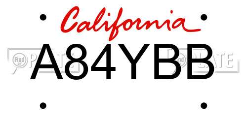 A84YBB California License Plate