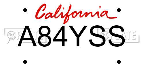 A84YSS California License Plate