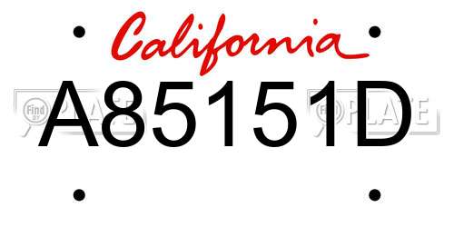 A85151D California License Plate