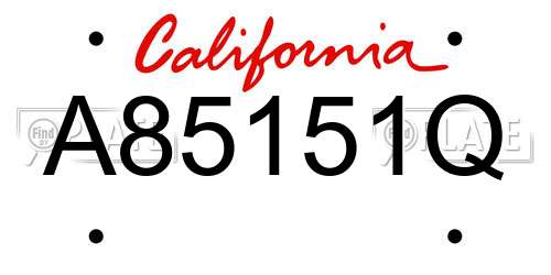 A85151Q California License Plate