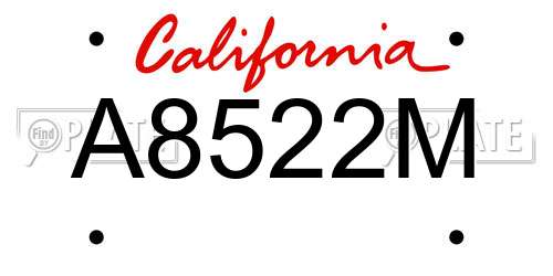 A8522M California License Plate