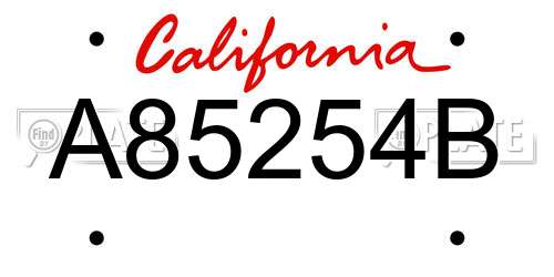 A85254B California License Plate