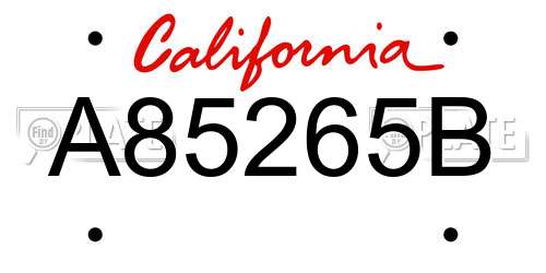 A85265B California License Plate