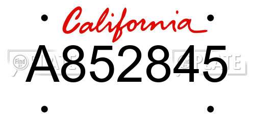 A852845 California License Plate