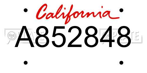 A852848 California License Plate