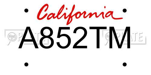 A852TM California License Plate