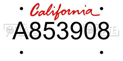A853908 California License Plate