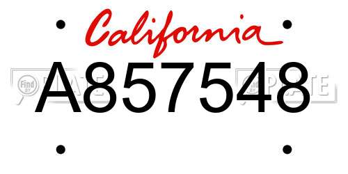 A857548 California License Plate