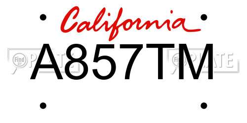 A857TM California License Plate