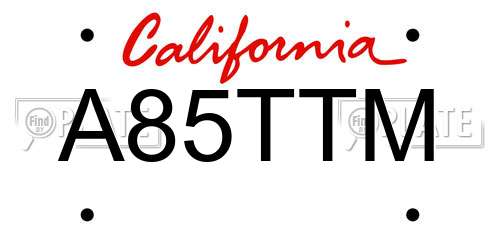A85TTM California License Plate