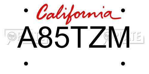 A85TZM California License Plate