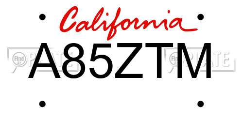 A85ZTM California License Plate