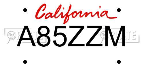 A85ZZM California License Plate