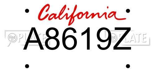 A8619Z California License Plate
