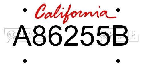A86255B California License Plate
