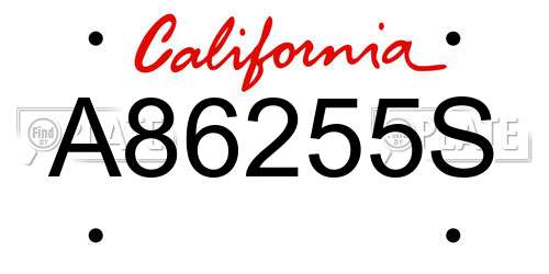 A86255S California License Plate